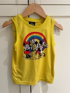 Disney PRIDE Collection 3T Yellow Tank Top with Rainbow Mickey Minnie Donald